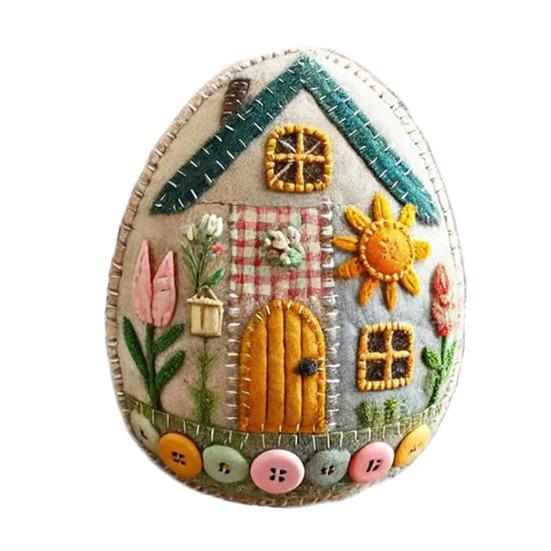 Patchwork Egg House Kit DIY Patchwork Felt Egg House Craft Kit Easter Decor