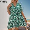 Женская мода лето весна с коротким рукавом V-образным вырезом свободная талия повседневные платья