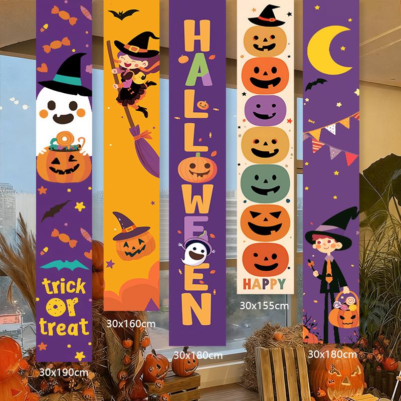 Halloween Outdoor Decorations: Hanging Cloth with Pumpkin Lantern Prop and Banner for Spooky Atmosphere