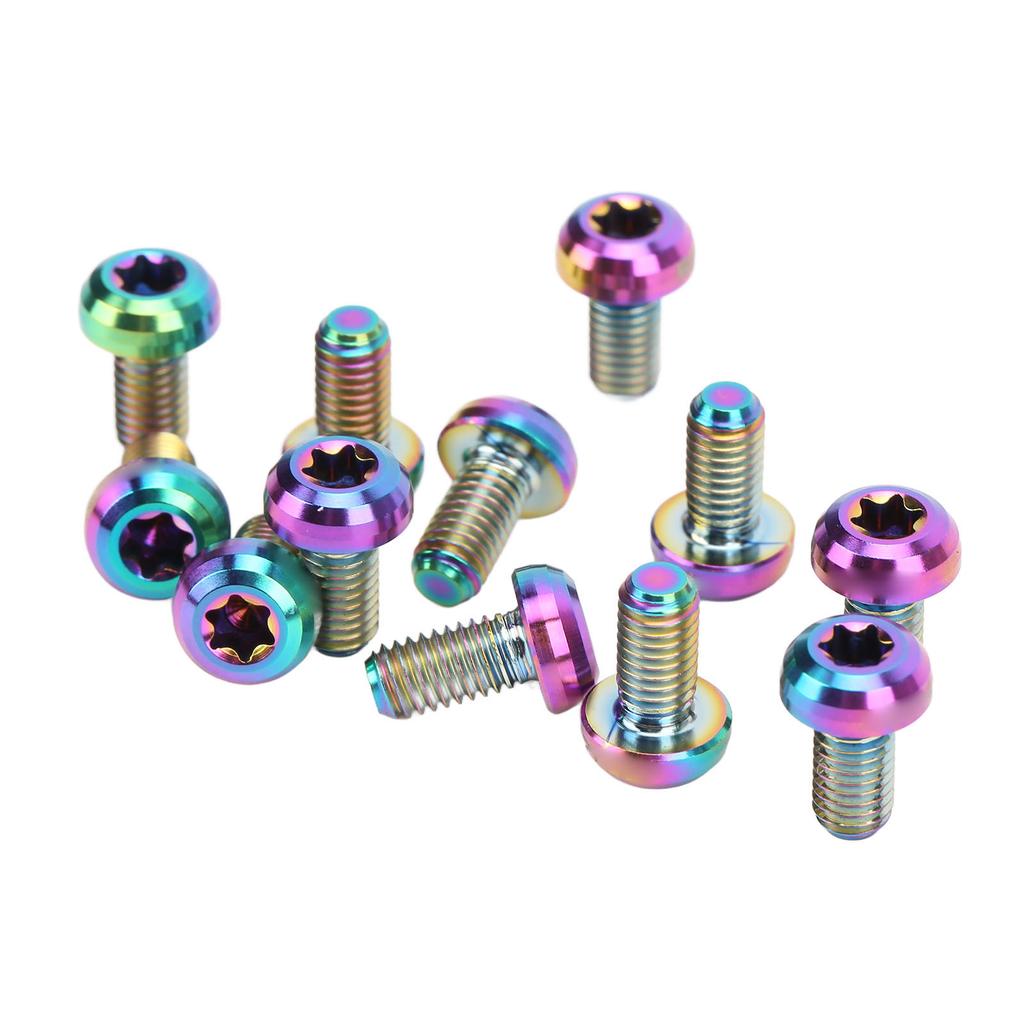 12pcs RISK Bicycle Disc Brake Rotor Bolts M5x10mm T25 Titanium Alloy Bicycle Brake Disc Screw