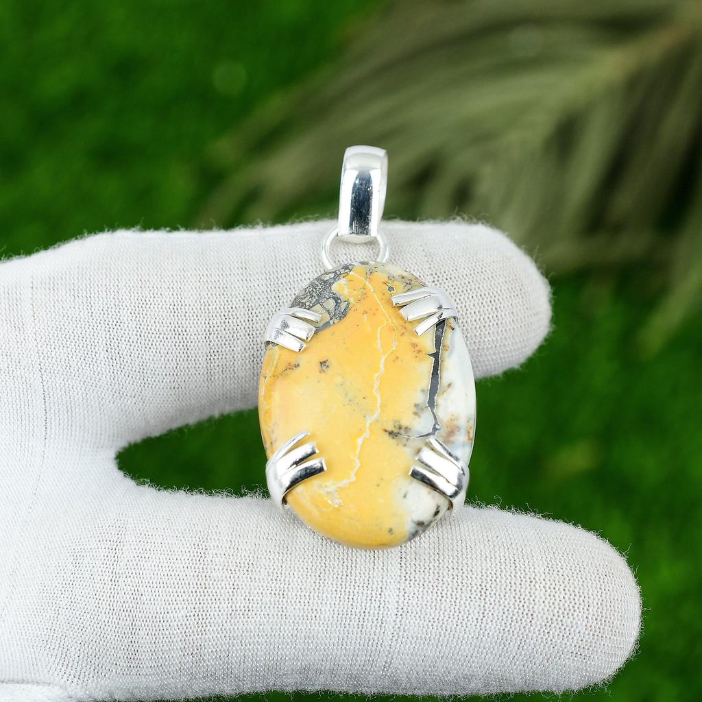 Natural Maligano Jasper Gemstone Pendant 925 Sterling Silver Indian Jewelry