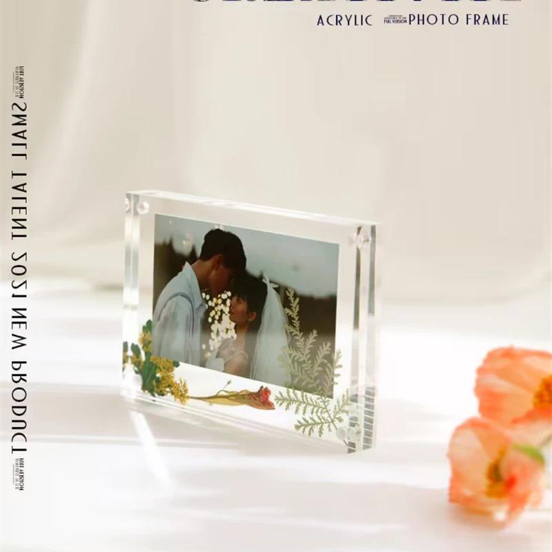 Прозрачная акриловая фоторамка магнитный держатель для фотокарт Kpop Idol CD Card Display Stand настольное украшение Декор Подарки