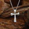 Silver Cross Necklace, Neutral Versatile Hand-Beated Cross Pendant