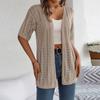 Женская модная повседневная трикотажная рубашка с короткими рукавами и солнцезащитным кремом для отдыха, однотонная куртка-кардиган