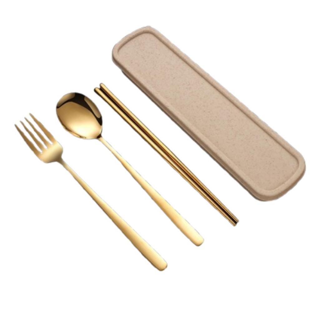 Набор вилок и ложек серебряного/золотого цвета, палочки для еды, дорожные столовые приборы из нержавеющей стали для пикника