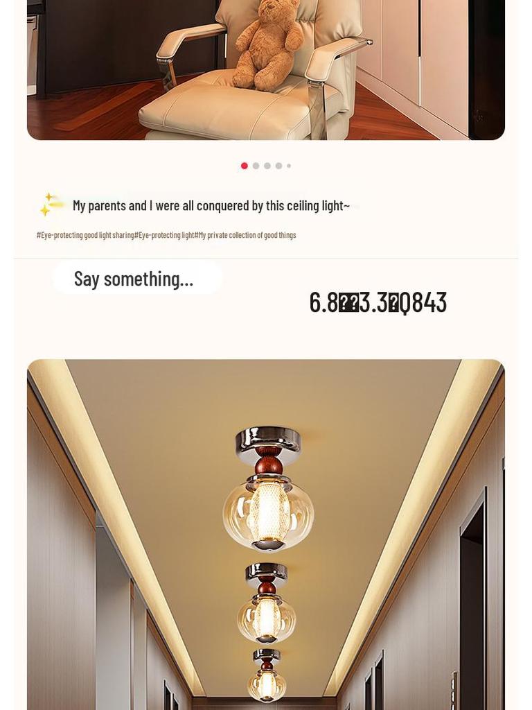 Casagd French Retro Chinese Style Hallway Ceiling Light - Creative Designer Balcony & Corridor Lighting