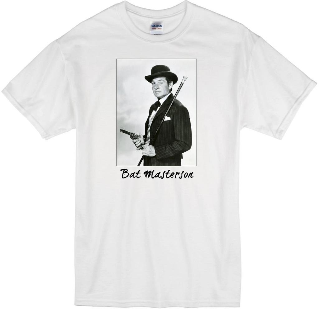 BAT MASTERSON GENE BARRY MARSHAL WESTERN COWBOY RETRO 1958-1961 TV WHITE T-shirt