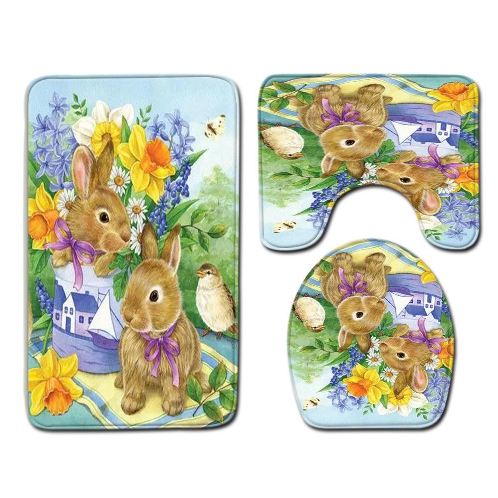 Анимация Коврик для ванной комнаты Трехкомпонентный ковер для ванной комнаты Набор ковриков для туалета Придверный коврик Нескользящий коврик для ванной комнаты