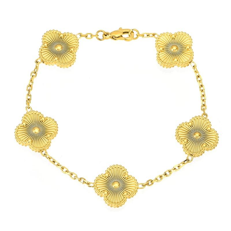 Браслет из титановой стали 15 мм, двухсторонний, с четырехлистным клевером, не выцветающий, модный браслет с цветком четырехлистного клевера