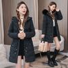 Winter Women New Elegant Parkas Midi Slim Fashion Korean Big Fur Collar Zipper Drawstring Classic All-match Warm Down Jacket