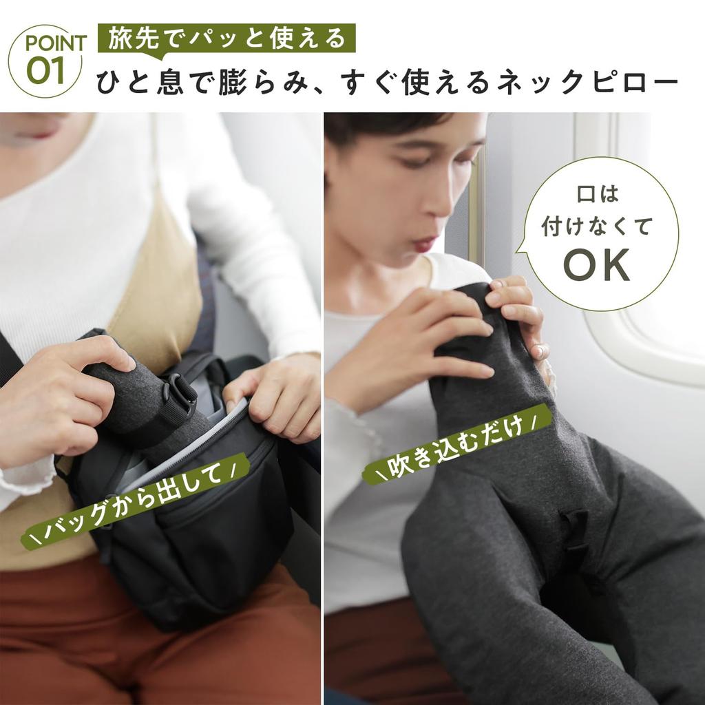 Подушка для шеи Marna fuu в одну, чтобы поместиться в одну подушку для шеи, компактная воздушная подушка для шеи, темно-синяя JA053NV (надувается дыханием/складывается вручную/можно стирать) (для