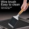 Щетка для барбекю с деревянной ручкой, стальная проволока, щетка для гриля, устойчивая к высоким температурам чистящая щетка для уличного гриля