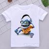 Смешные футболки для мальчиков Crazy Frog Аниме Мультяшный принт Детские футболки Хип-Хоп Одежда для мальчиков Белая рубашка с коротким рукавом Топы