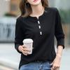 Spring And Autumn Pure Cotton Large Size Long-sleeved T-shirt Women's Loose V-neck T-shirt Korean Style Women's Top Bottoming Shirt