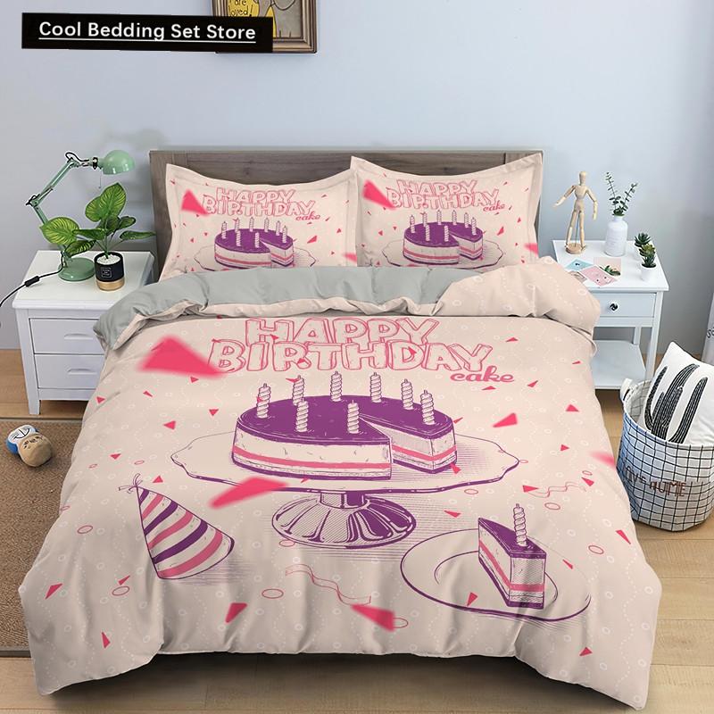 Coffee Cake King Queen Duvet Cover Lovely Afternoon Tea Drawing Bedding Set For Adult Western Drink 2/3Pcs Polyester Quilt Cover