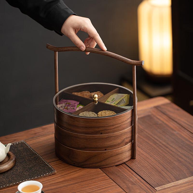 North American Black Walnut Three-Tier Food Container