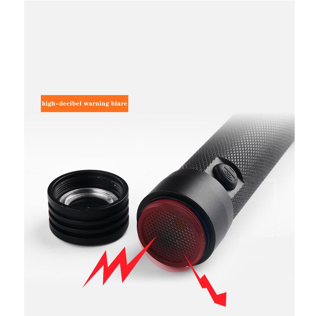 Solar Energy Charge Outdoor Telescopic Aluminum Compass Multi-Purpose Flashlight LED