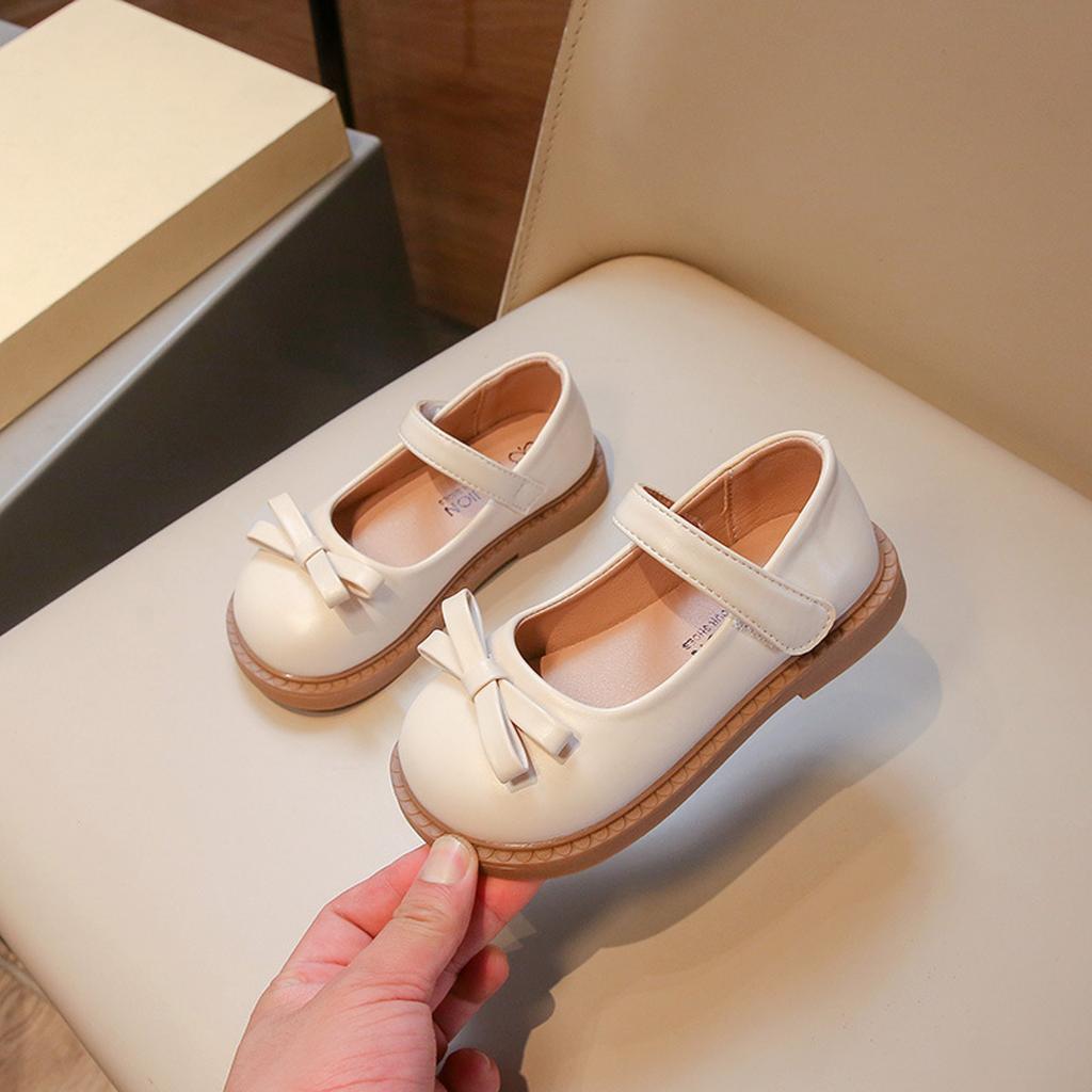Children Leather Shoes Spring Autumn Non-Slip Girls Wedding Shoes Simple School Versatile Soft Kids Fashion Flat Shoes Hook Loop