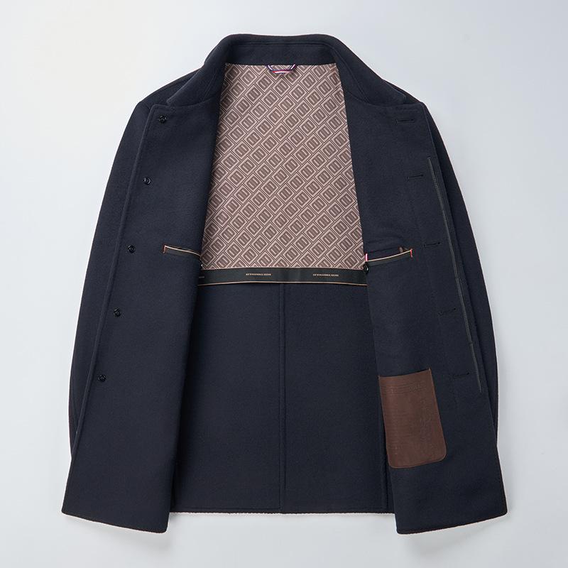 Осенне-зимнее двухстороннее шерстяное кашемировое пальто для мужчин, лацканы средней длины, деловое свободное шерстяное пальто для мужчин среднего и пожилого возраста