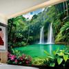 2D Turquoise Pool Waterfall Tapestry Lush Rainforest Photography Background