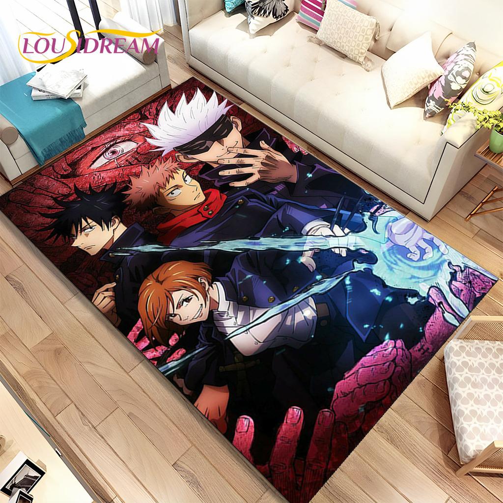 Jujutsu Kaisen Аниме Мультфильм Коврик Большой, Коврик для гостиной Спальня Диван Коврик Украшение, Детский Нескользящий Коврик