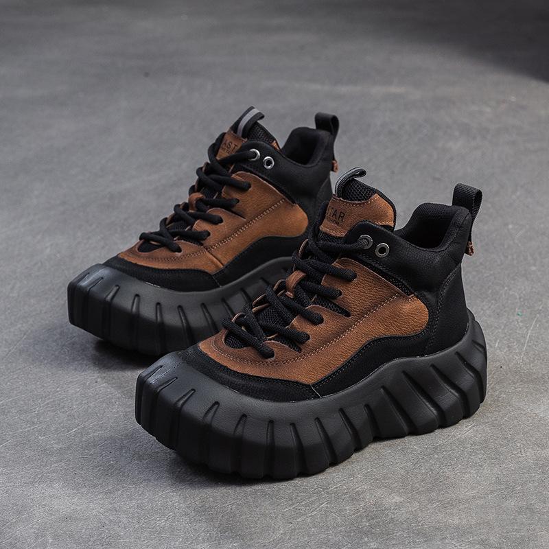 Johnature Туфли на плоской платформе разных цветов, ретро-обувь из натуральной кожи, универсальная женская обувь на толстой подошве