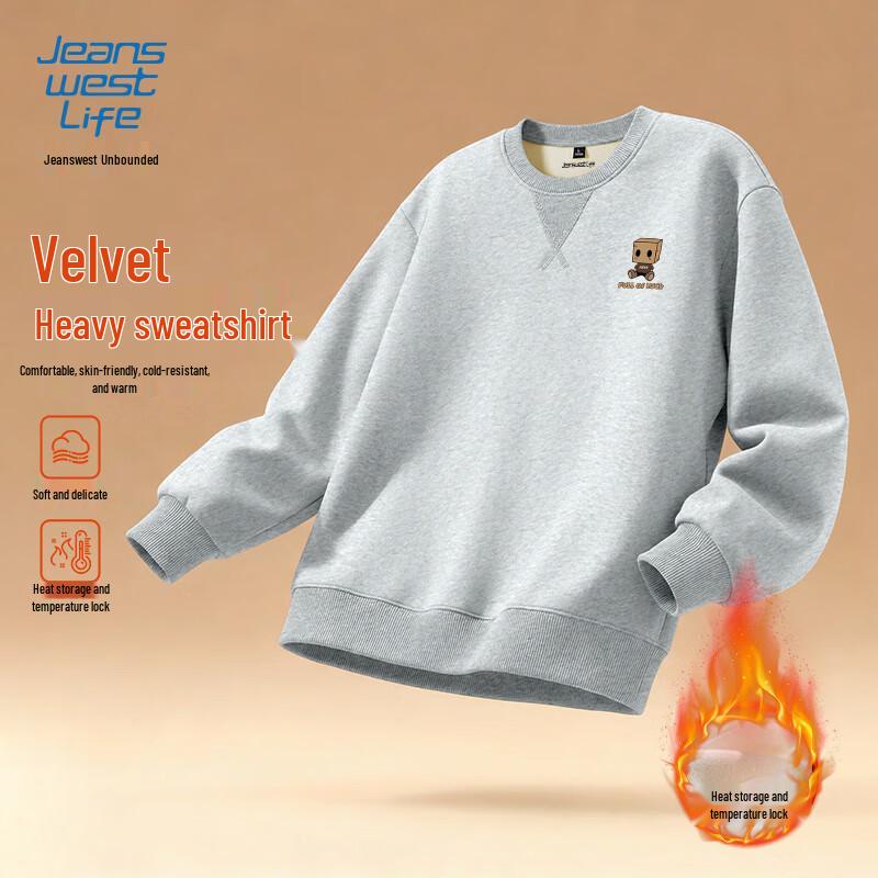 JEANSWEST LIFE Мужской свитшот с круглым вырезом на флисовой подкладке, утяжеленный