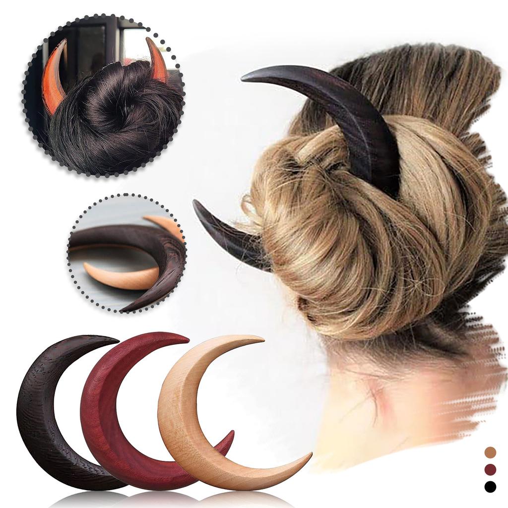 Hand Carved Crescent Moon Hair Fork For Women, Moon Barrette, Moon Hair Stick, Wooden Hair Comb Thick Hair Styling Tool Accessories