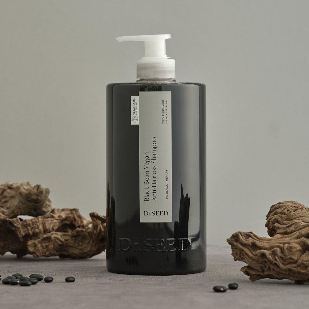 DR.SEED Веганский шампунь против выпадения волос с черными бобами, большой объем 1000 мл, фруктово-цветочный мускусный аромат