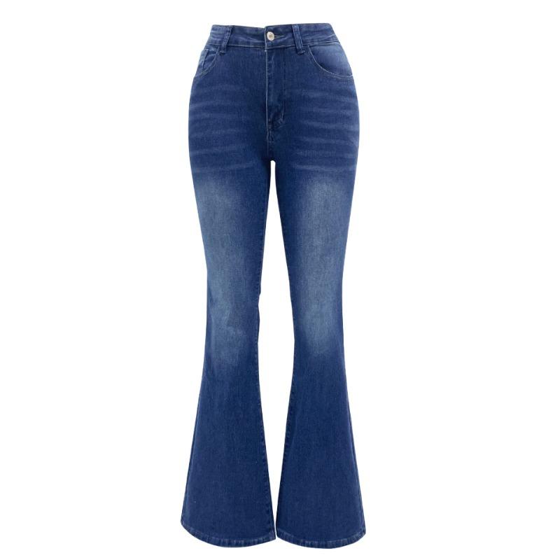 YYFS Женские модные джинсовые повседневные однотонные узкие брюки с высокой талией и принтом, брюки и капри