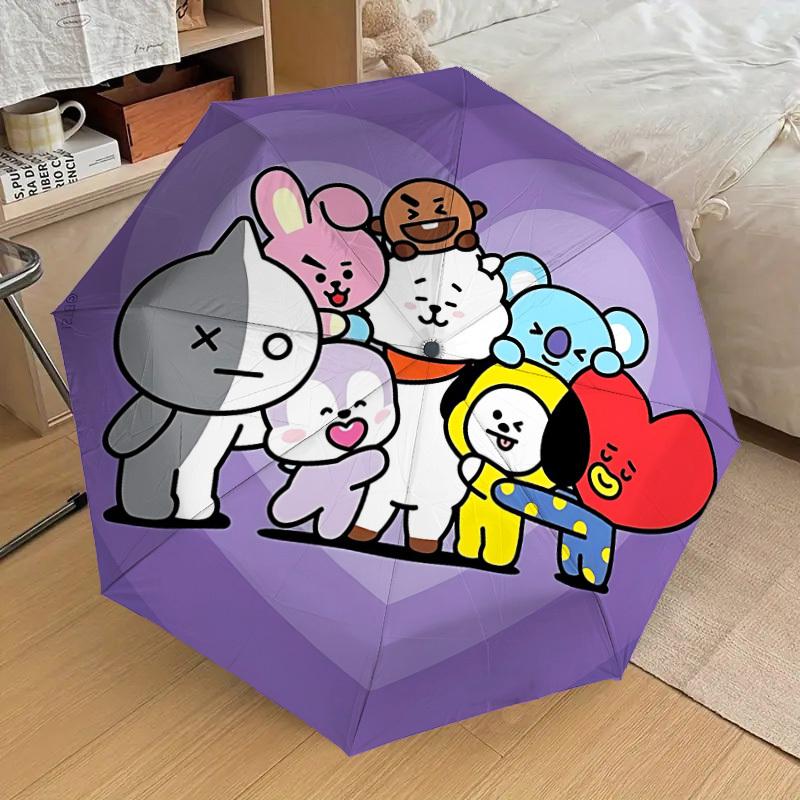 1PC BT21 Characters Automatic Folding Umbrella | Vibrant Motif & Compact Design for Everyoneyy250930004