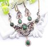 Retro Gold Color Vintage Indian Jewelry Sets Women Drop Earrings Necklace Bohemia Flower Wedding Jewelry