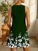 Европейское и американское женское элегантное платье-миди без рукавов с цветочным принтом, доступны большие размеры