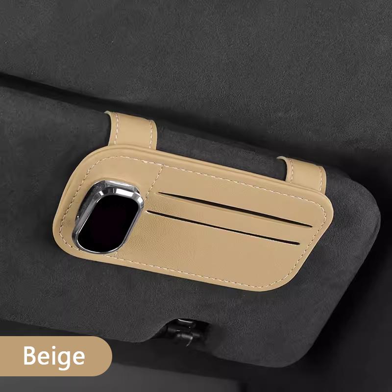 SEAMETAL Автомобильный держатель для очков из искусственной кожи, автомобильный интерьер, козырек от солнца, зажим для солнцезащитных очков