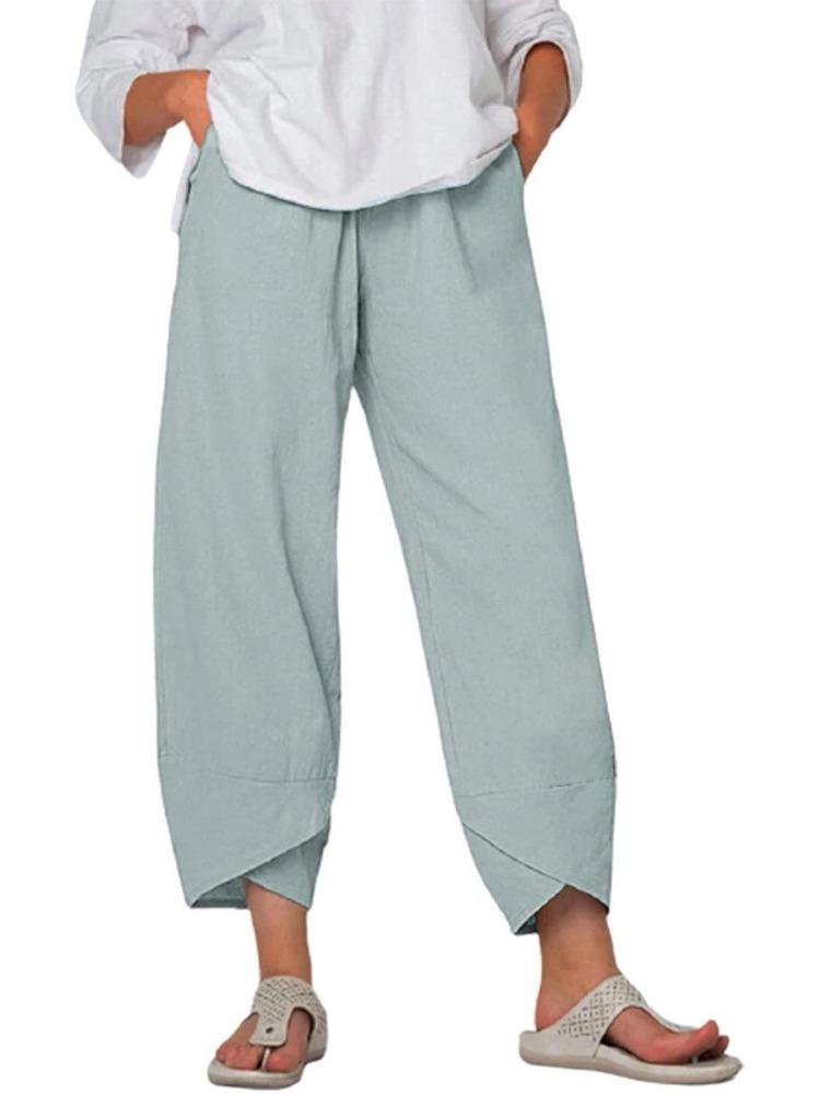 Женские повседневные свободные брюки девяти точек больших размеров, однотонные, коллекция кросс-бордер, новинка