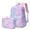 Lightweight Water Resistant Backpack for Kids Girls School Backpack with Lunch Box Elementary Middle School Book Bag Set