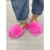 Women's Plush Winter Slippers, Solid Colour Open Toe Soft Bottom Flat Shoes, Comfortable Warm Home Slippers