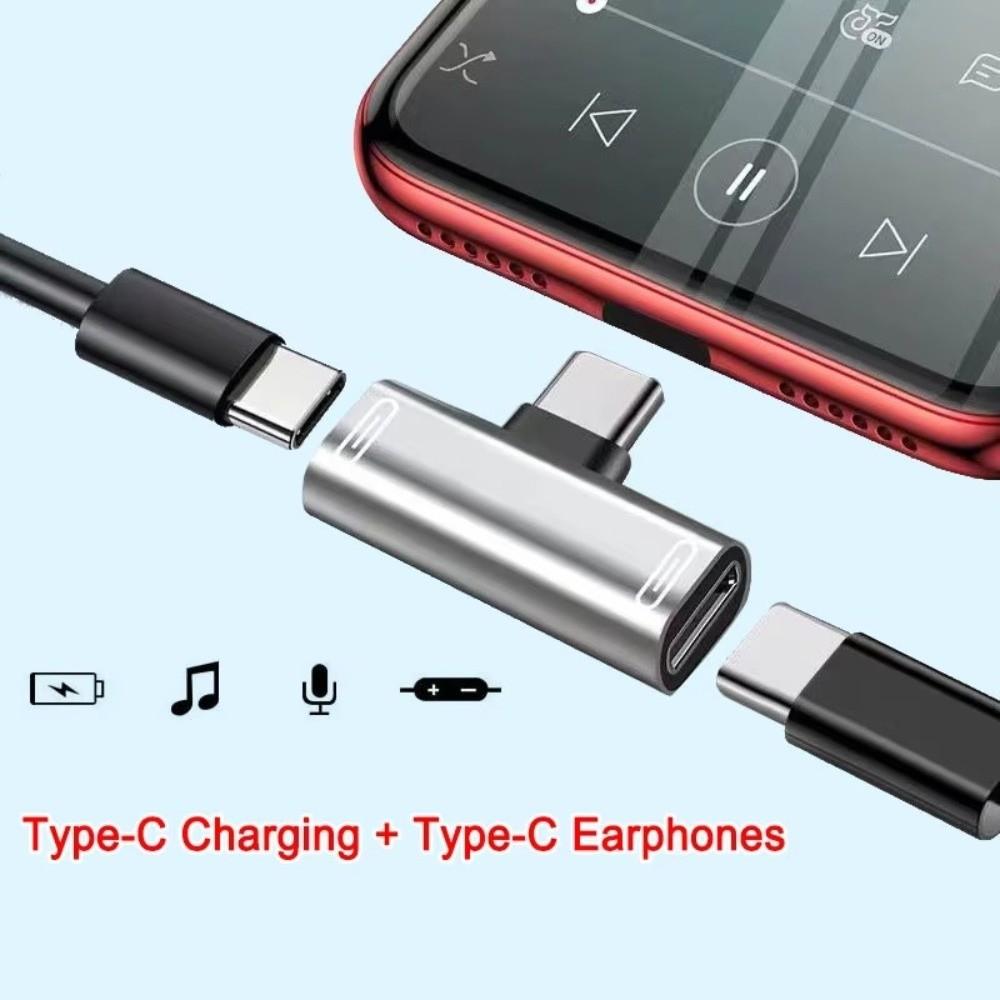 2Pcs 2-in-1 USB-C Splitter Data Transfer Adapter Phone Accessories