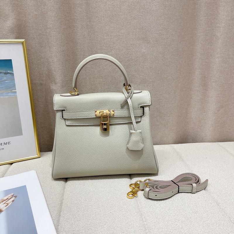 New Top Layer Cowhide Soft Leather Fine Lychee Pattern Leather Stitching Bag Genuine Leather Women's Bag Handbag Crossbody Bag