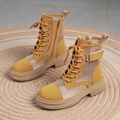 Женские ботинки на толстой подошве 2024 года, летние сандалии с тонкой сеткой и полостью, дышащие короткие ботинки, женская обувь, женская обувь Botas De Mujer