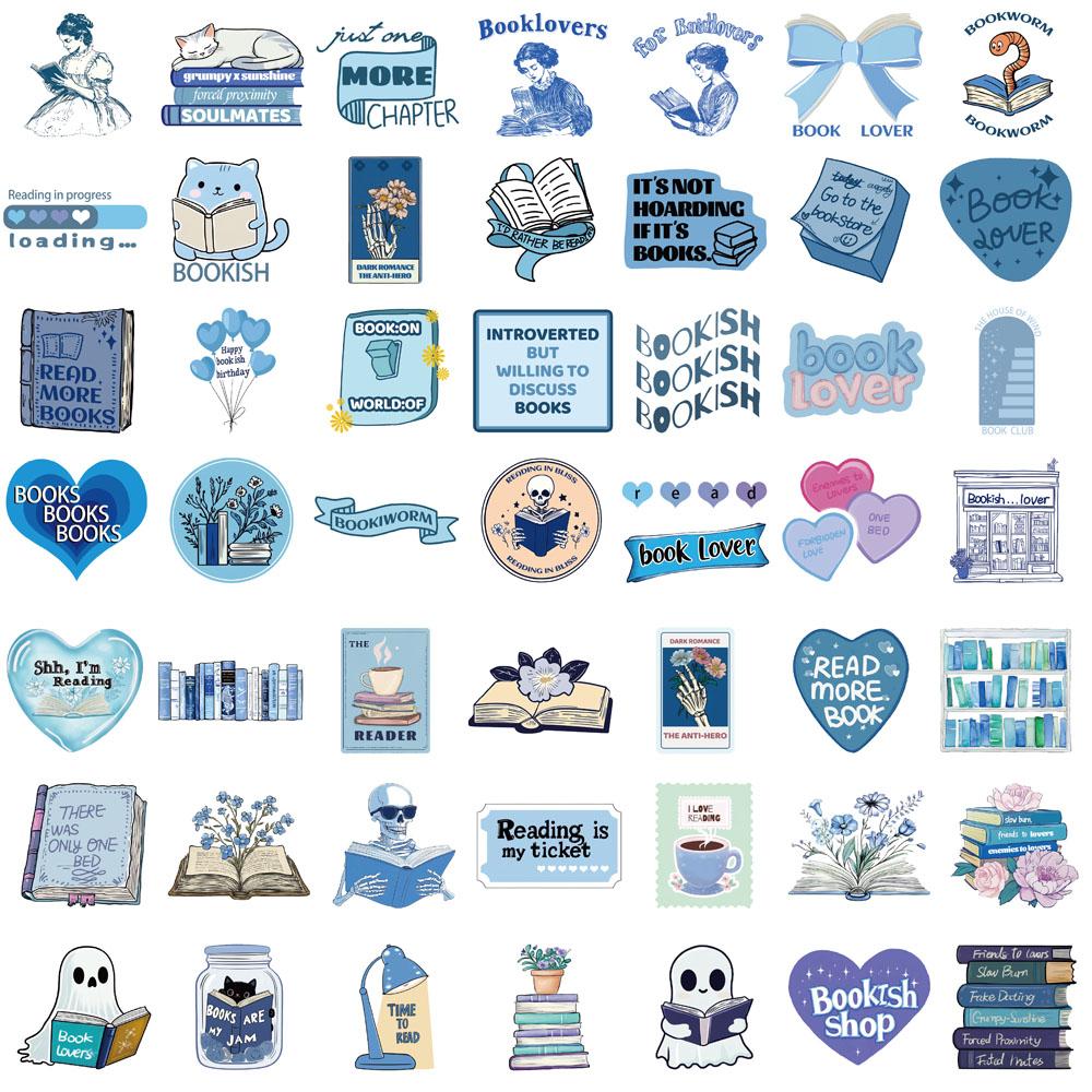 50/250PCS Blue Bookish Ins Style Sticker Waterproof Kawaii Students School Season Gift Guitar Stationery Luggage Laptop Sticker