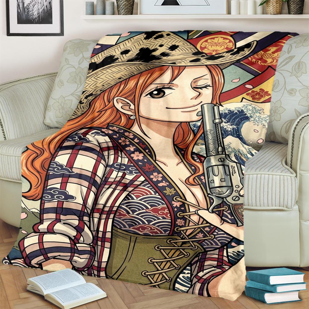Cozy Flannel Blanket "ONE PIECE" Cartoon for Bedrooms, Sofas and Travel Use