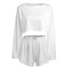 2 шт./компл., женский топ, шорты, наряд с открытой эластичной резинкой на талии, свободные, с длинными рукавами и круглым вырезом, тонкие однотонные дышащие мягкие домашние футболки, комплект с шортами