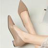 Мода 2024 года, новая мода, весна и осень, заостренные туфли с неглубоким носком, повседневные простые женские туфли на толстом каблуке, туфли на высоком каблуке