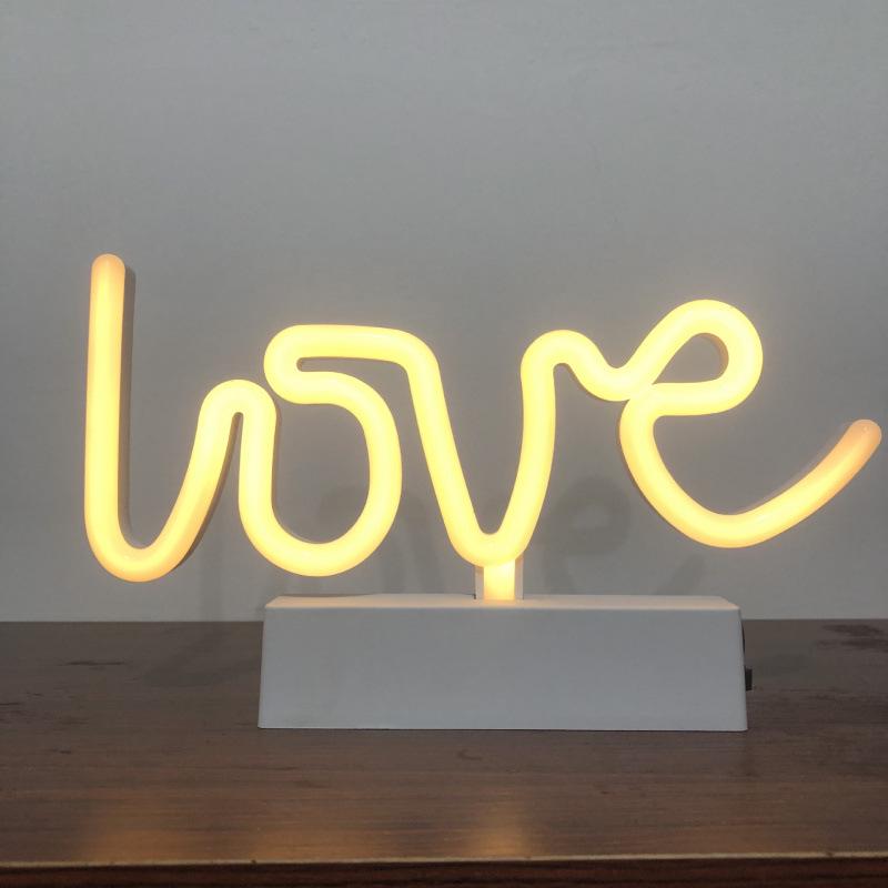 Креативный светодиодный неоновый светильник в форме сердца - Романтичная настольная лампа для декора спальни