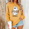 Women'S Halloween Hoodie Fun Ghost Print Pullover Crew Neck Long Sleeve Hoodless Pullover Y2k Clothes Women'S Plus-Size Hoodies