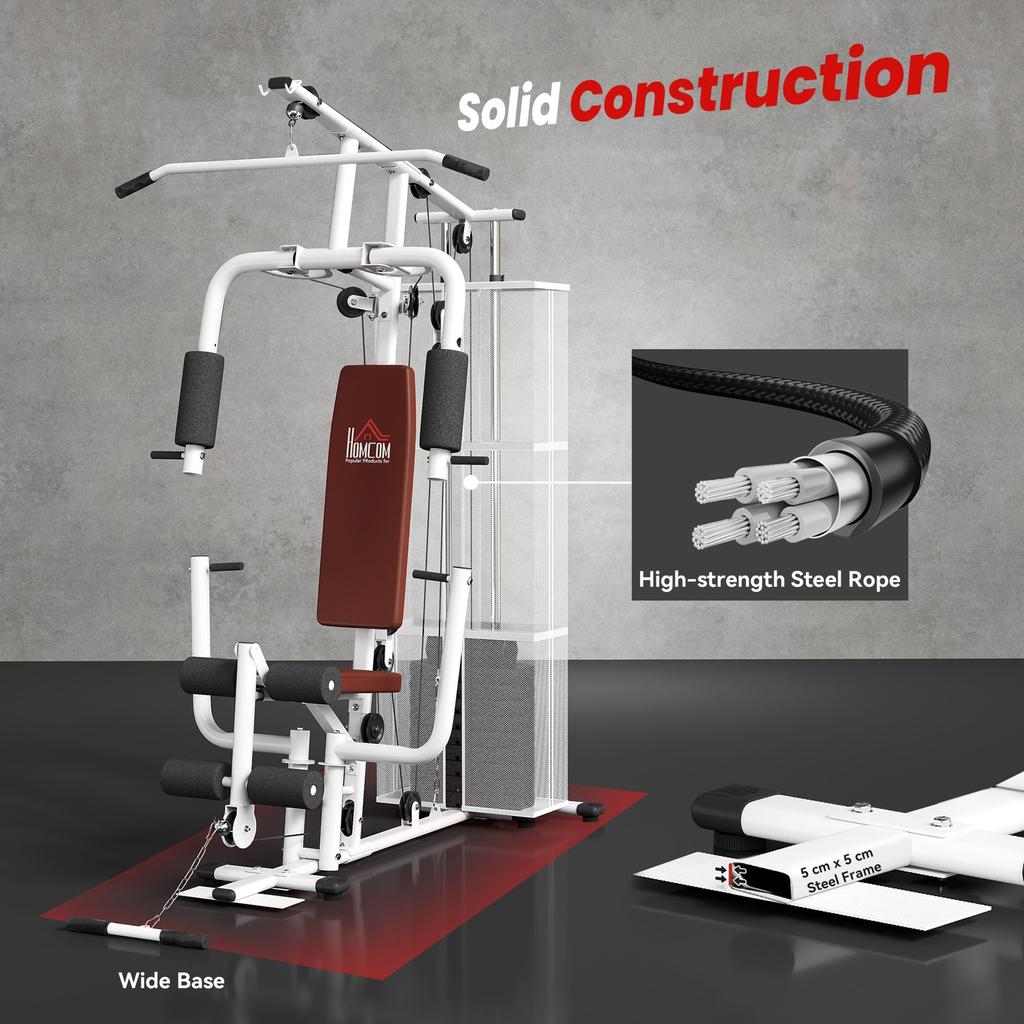 Multifunction Home Gym Weight Training Workout Station Fitness Strength Machine White