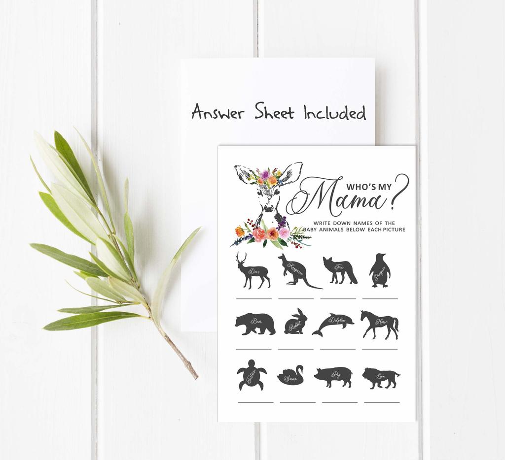 Inkdotpot 50 BabyA AlphabetA ABCA GameA Олени Животные Baby Shower Игра Гендерно-нейтральная вечеринка