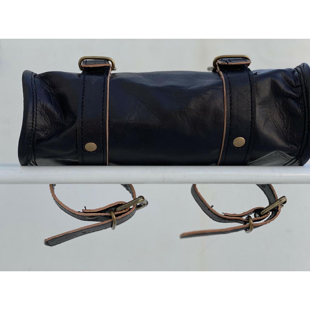 Motorcycle Front Back Fork Tool Bag SaddleBag Pouch Luggage Handlebar Leather
