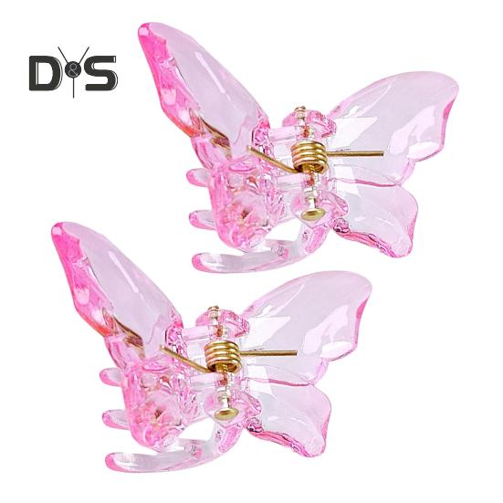 2Pcs Girls Hair Claw Transparent Butterflies Shape Hair Pin Braided Hair Mini Hairpin Clear Mini Braiding Clip Headwear Hair Accessories